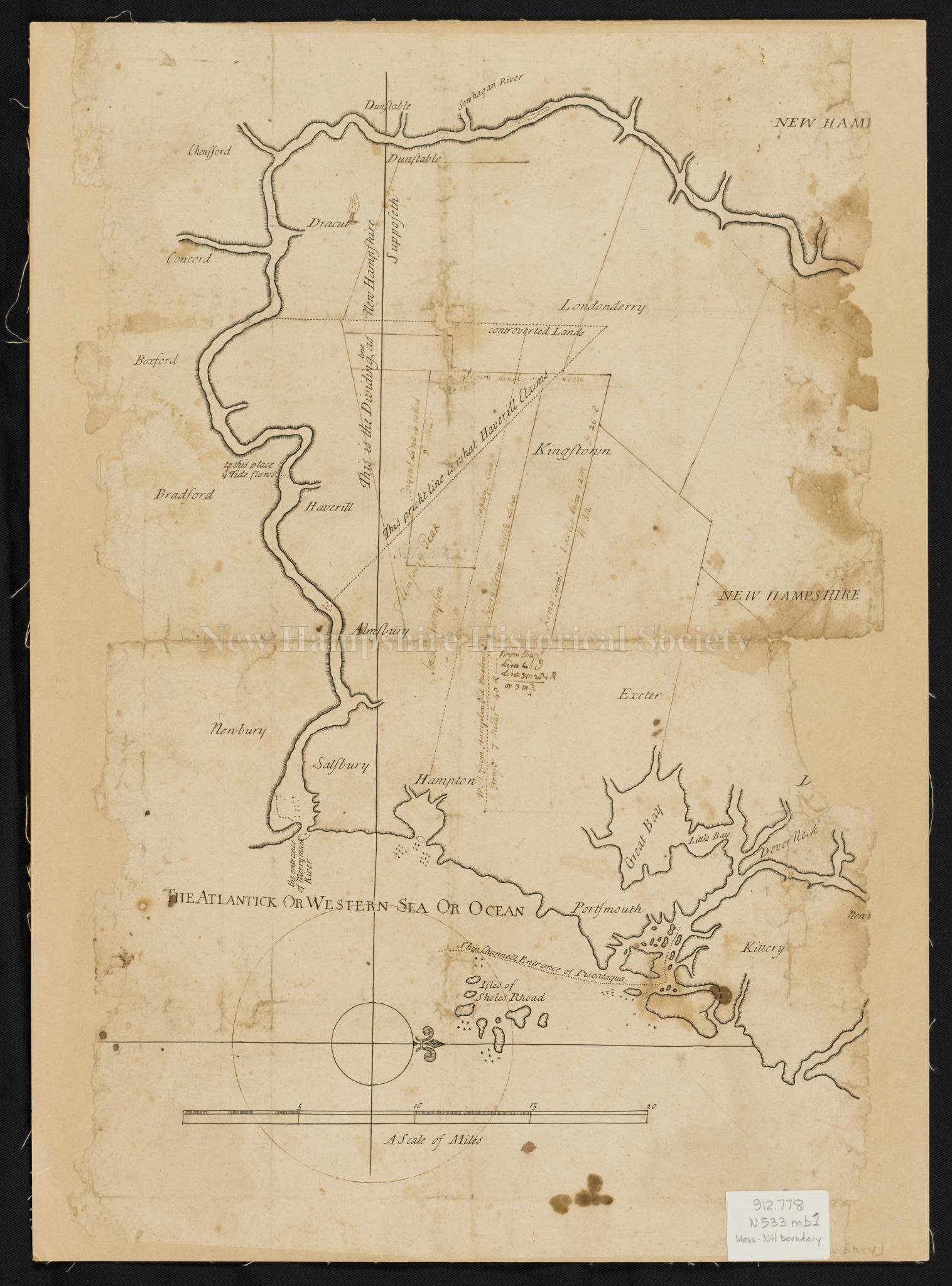 Nh Ma Border Map New Hampshire Historical Society - Map Of New Hampshire And Massachusetts  Border Showing The Dividing Lines As Haverhill And New Hampshire Claim - Map  Of New Hampshire And Massachusetts Border Showing The