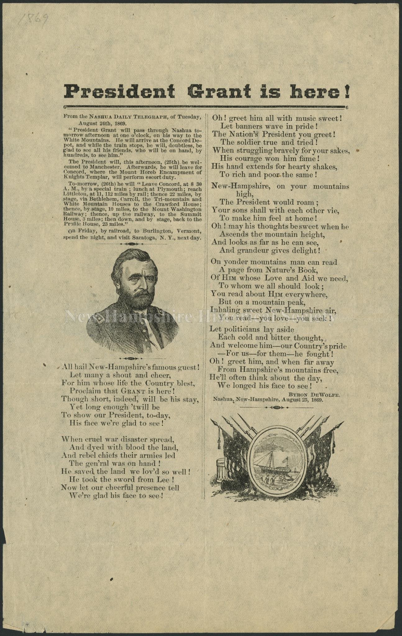 New Hampshire Historical Society - President Grant is Here!, 1869 